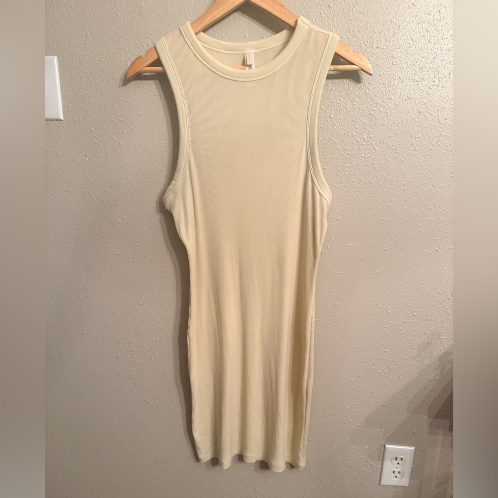 Skims Cotton Ribbed Mini Dress XL Cream - Picture 5 of 10